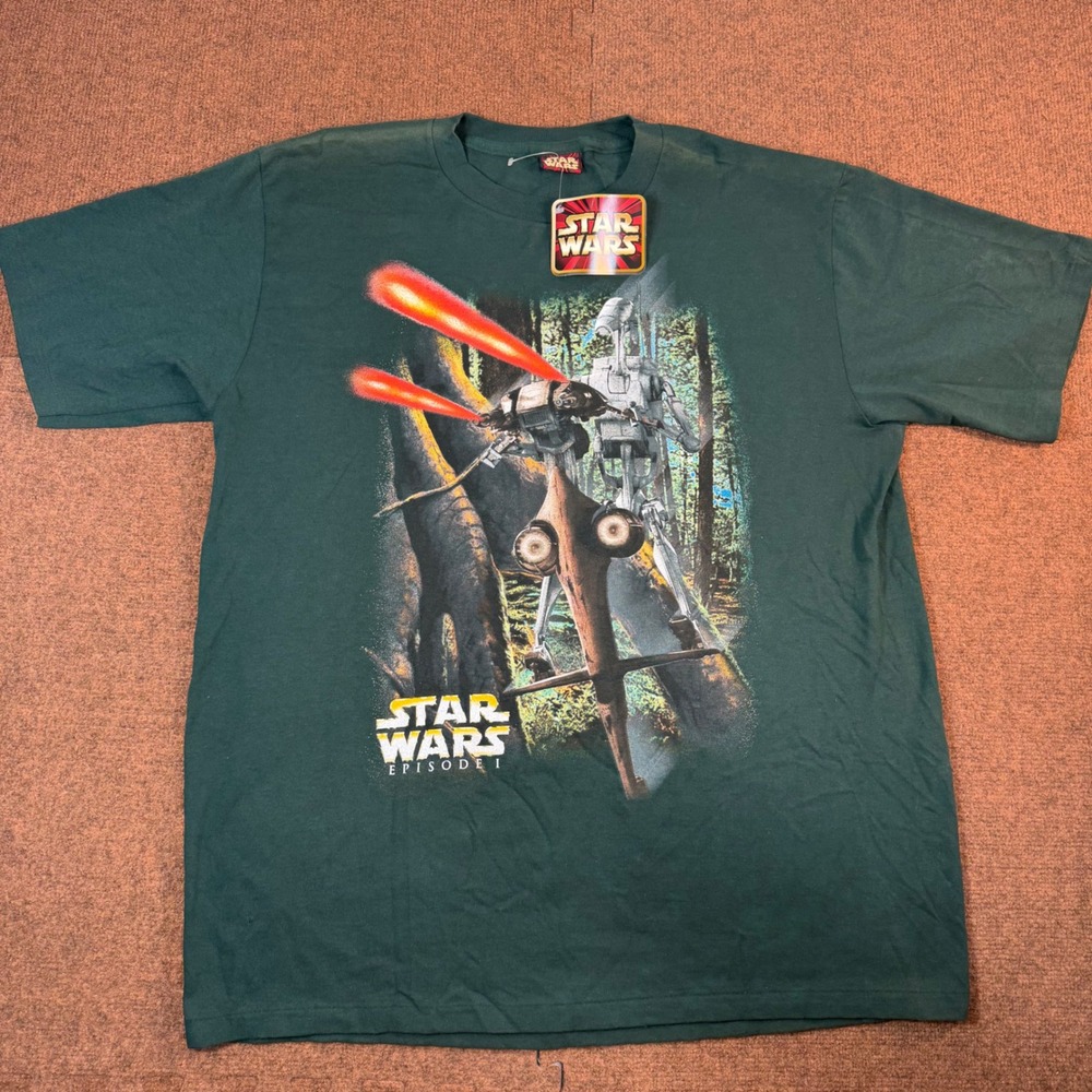 New A+ Star Wars Episode I Shirt Mens XL Green Battle Droid STAP Changes 90s NWT